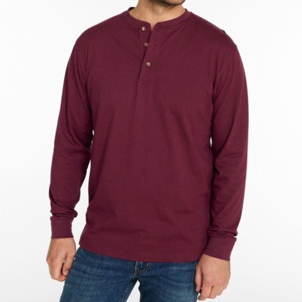 L.L. Bean‎ Men's Burgundy Henley T-Shirt Size XL